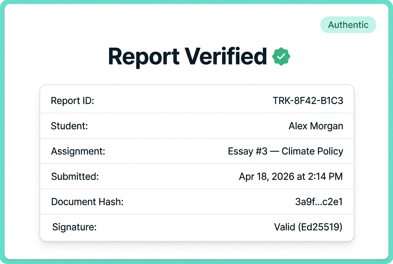 Verification report page